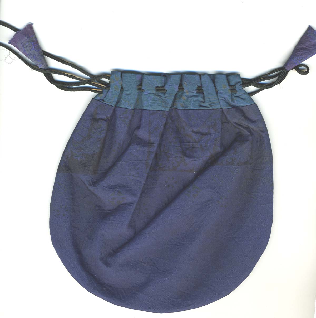 SILK SARI DRAWSTRING BAG, LARGE, COOL TONES